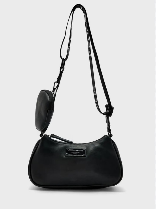 Kendall & Kylie Handbags - Kendall  Kylie black metal accent shoulder bag wide logo strap zip closure